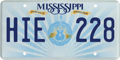 MS license plate HIE228
