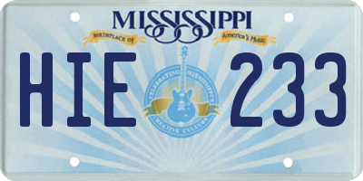 MS license plate HIE233