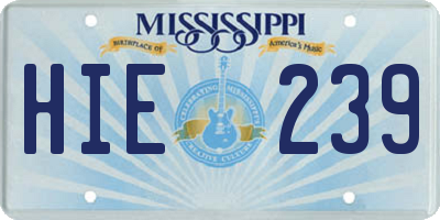 MS license plate HIE239