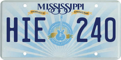 MS license plate HIE240