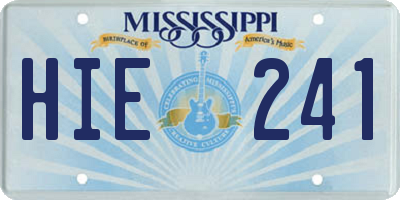 MS license plate HIE241