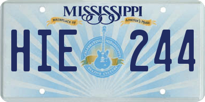 MS license plate HIE244