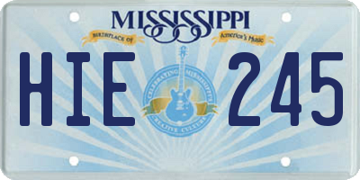 MS license plate HIE245