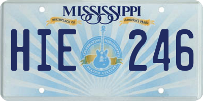 MS license plate HIE246
