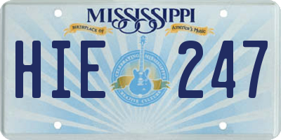 MS license plate HIE247