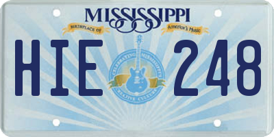 MS license plate HIE248