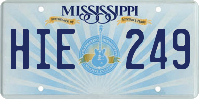 MS license plate HIE249