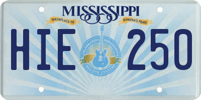 MS license plate HIE250