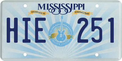 MS license plate HIE251