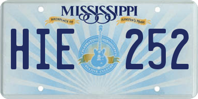 MS license plate HIE252