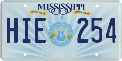 MS license plate HIE254