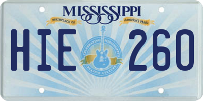 MS license plate HIE260