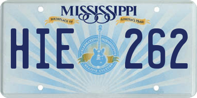 MS license plate HIE262