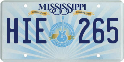 MS license plate HIE265