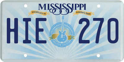 MS license plate HIE270