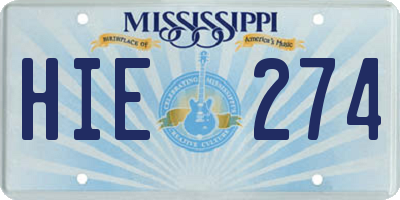 MS license plate HIE274