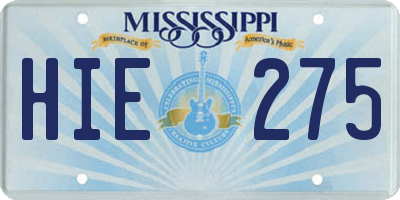 MS license plate HIE275