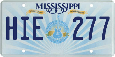 MS license plate HIE277