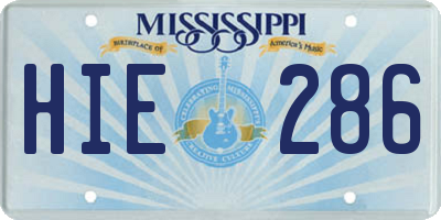 MS license plate HIE286