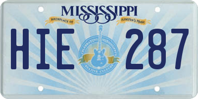 MS license plate HIE287
