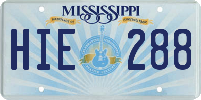 MS license plate HIE288
