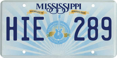 MS license plate HIE289