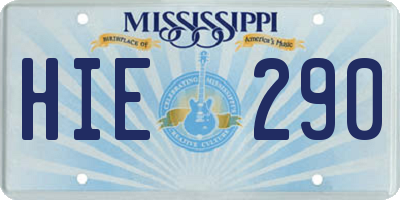 MS license plate HIE290
