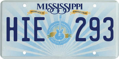 MS license plate HIE293