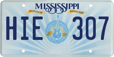 MS license plate HIE307