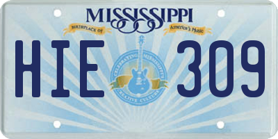 MS license plate HIE309