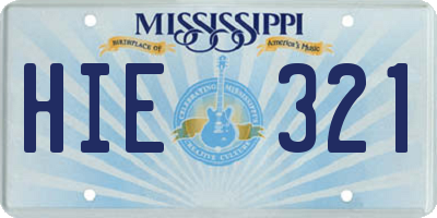 MS license plate HIE321