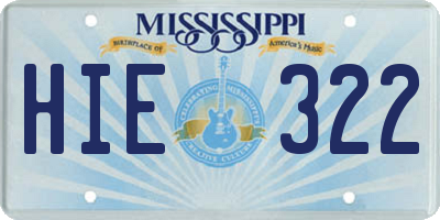 MS license plate HIE322
