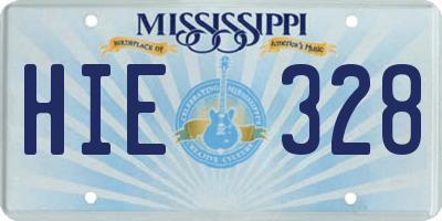 MS license plate HIE328
