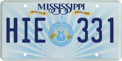 MS license plate HIE331