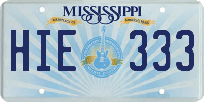 MS license plate HIE333
