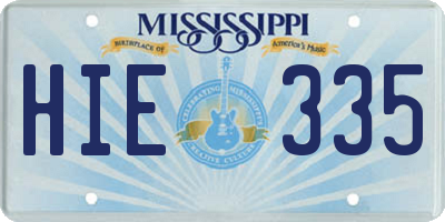 MS license plate HIE335