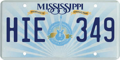 MS license plate HIE349