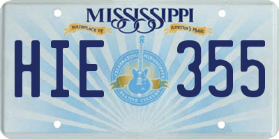 MS license plate HIE355