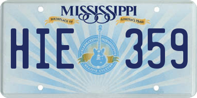 MS license plate HIE359