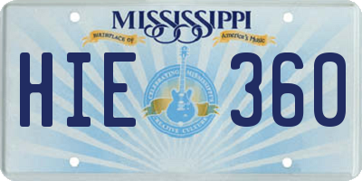 MS license plate HIE360