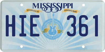 MS license plate HIE361