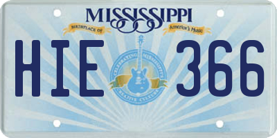 MS license plate HIE366