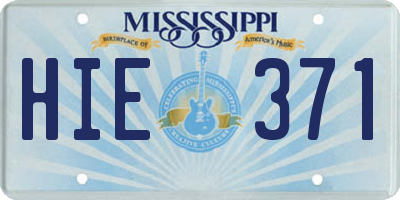 MS license plate HIE371