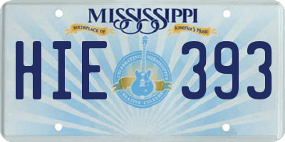 MS license plate HIE393