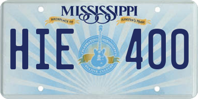 MS license plate HIE400