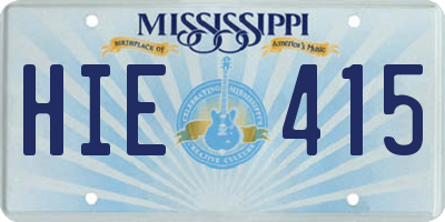 MS license plate HIE415