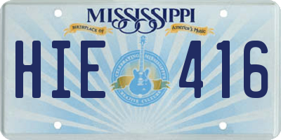 MS license plate HIE416