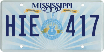 MS license plate HIE417