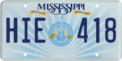 MS license plate HIE418