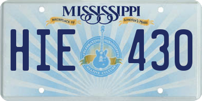 MS license plate HIE430